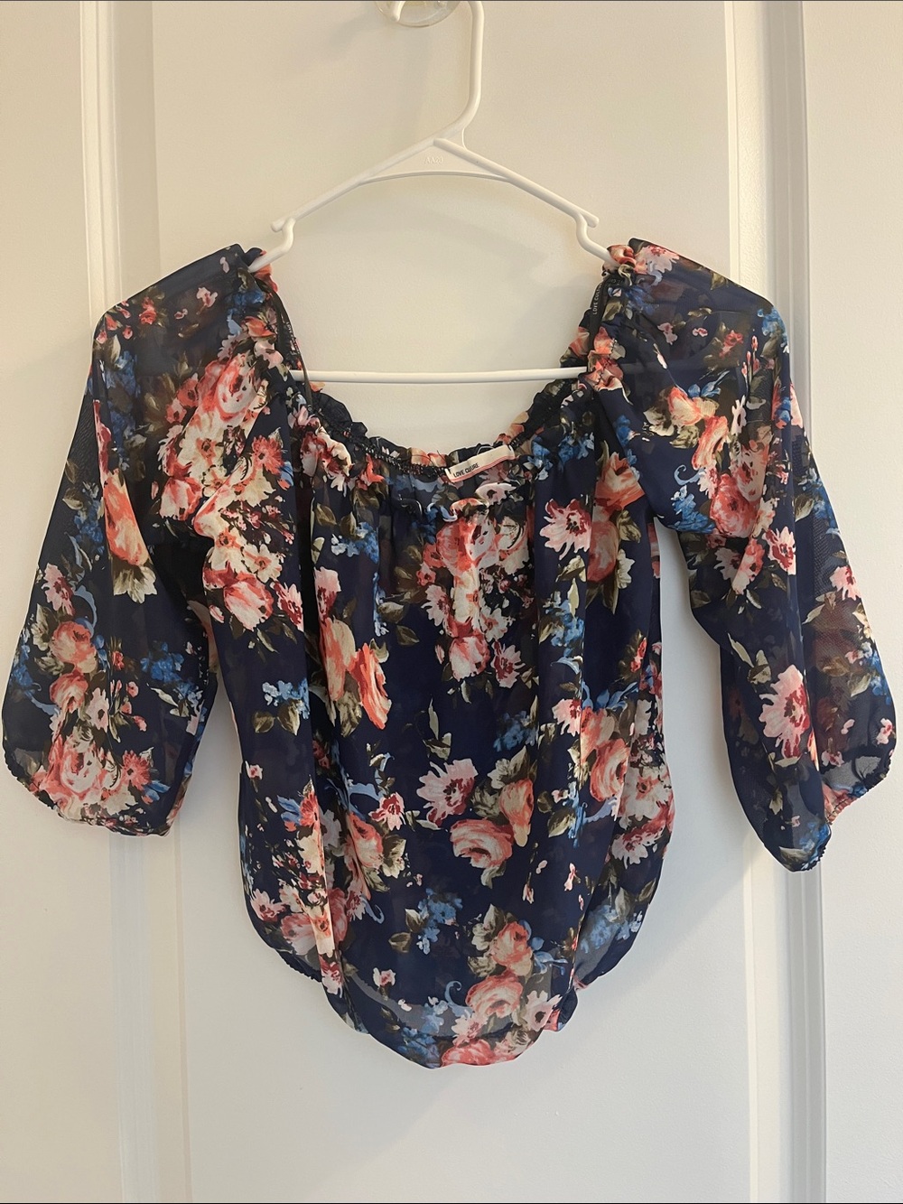 Love Culture Navy Floral Off-The-Shoulder Top